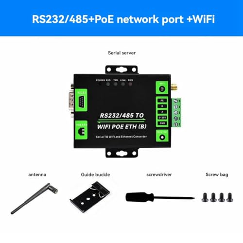 Wzxksoac Serwer szeregowy klasy przemysłowej RS232/485 do WiFi i Ethernet Modbus Gateway, port sieciowy POE Gateway MQTT