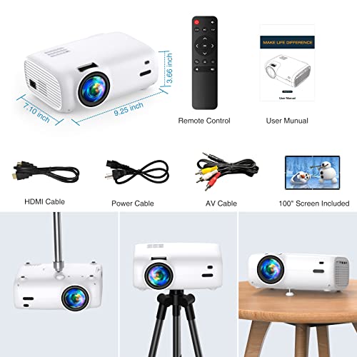 Wifi Bluetooth Projector, 8500L Hd Native 1080P Projector, Movie Projector Support Ios/Android Sync Screen&Zoom, Portable Outdoor Projector Compatible With Hdmi/Av/Vga/Usb/Tf #TOP4