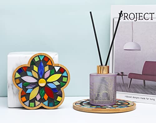 Lanyani 2 Sets Of Diy Mosaic Craft Kits Mosaic Tiles Coaster Kit Make Your Own Mosaic Project Handmade Craft Set With Stained Glass Mosaic Tile Pieces For Decoration And Gift #TOP4
