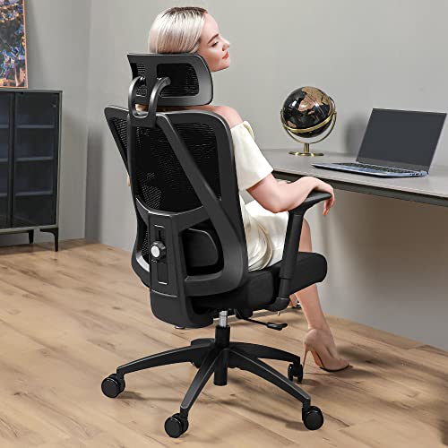 Primy Ergonomic Office Chair, Computer Desk Chair With Adjustable Sponge Lumbar Support And Thick Cushion, 3-Speed Adjustment Back Chair With Adjustable Headrest And Pu 3D Armrests(Pr-18-Ht) #TOP7