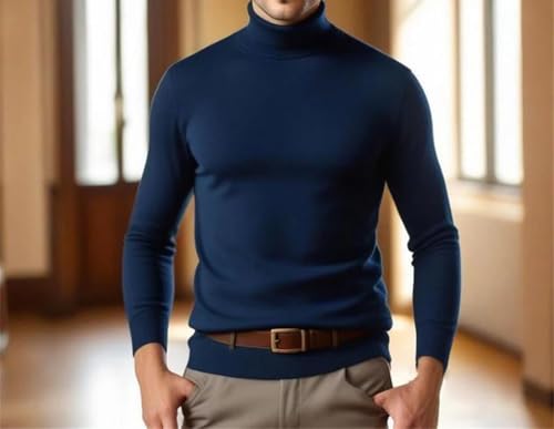 Rfmfkkg Men's Soft Cashmere Sweater High Neck Pullover Casual Knit Casual Jumper Long Sleeves Tops3