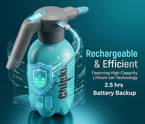 Image of Chipku 2L Electric Portable Automatic Plant Sprayer Pump with USB Type-C Charging | Adjustable Nozzle | Battery Indicator | Water Spray Bottle for Gardening, Car /Bike Wash, Home Cleaning & Sanitizing