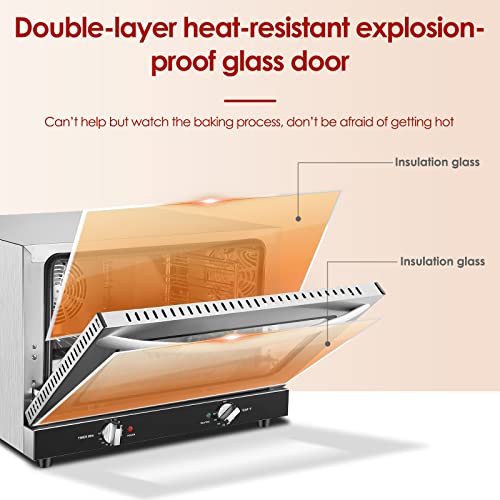 Artyuio Commercial Convection Oven 47L / 50Qt, Countertop Toaster Oven Brushed Stainless Steel With High-Temperature Protection Function, Double Heat Insulation, 1.5 Cu.ft, 1600W, 4 Racks #TOP3