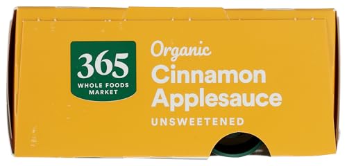 Image of 365 by Whole Foods Market, Organic Cinnamon Applesauce Pouches, Unsweetened, 3.2 Ounce (Pack of 4)