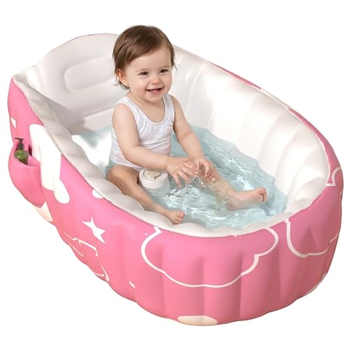 Bañera inflable para bebés, bañeras para bebés y niños pequeños: bañera autoinflable con soporte ergonómico y características de seguridad.
