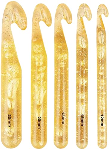 Huge Crochet Hooks,5Pcs Large Crochet Needles Hooks,Plastic Handle Knit Crochet Hooks,Plastic Knitting Needles Kit DIY Yarn Sewing Craft Knitting Tool,12mm/15mm/18mm/20mm/25mm
