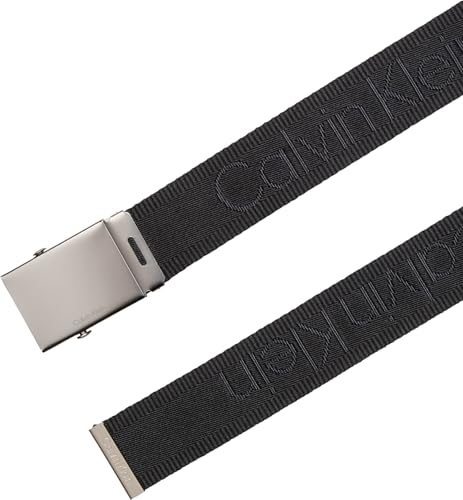 Calvin Klein Herren Gürtel Logo Webbing Plaque 3,8 cm mit Plaketten-Schnalle, Schwarz (Black/Pewter), 105 cm – Ansicht 4