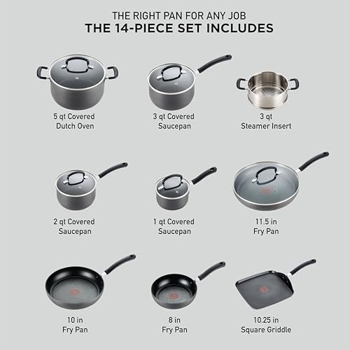image for Tefal T-fal Ultimate Hard Anodized Nonstick Cookware Set 14 Piece, Ove