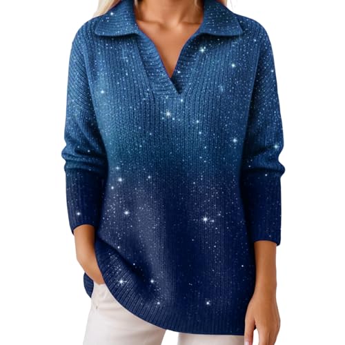 Pull en tricot festif chic à col rond avec paillettes délicates pour tenue de soirée de qualité