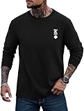 VOGSTART Mens King Spade K Sweatshirt Fashion Winter Tee Shirt Patterned Print Graphic Crewneck Long Sleeve Comfort T Shirt Black XL