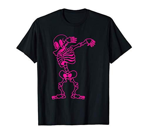 Dabbing Skeleton Pink Halloween Costume Skull Camiseta