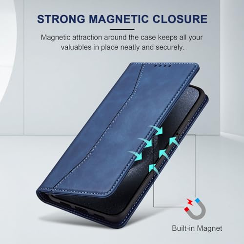 Image of Jasonyu Flip Wallet Case for iPhone 15 Pro,Blue