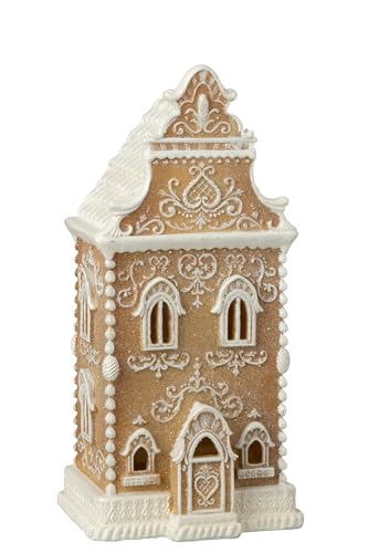 Maison pain d'épice J-Line objet déco prestige LED beige