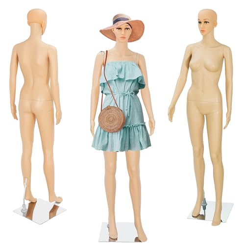 Mannequin Full Body Dress Form 69inch Female Adjustable Mannequin Stand Realistic Mannequin Display Head Turns Dress Model Metal Base
