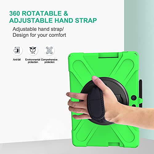 Coque Microsoft Surface Pro X résistante aux chocs avec support rotatif vert - 3