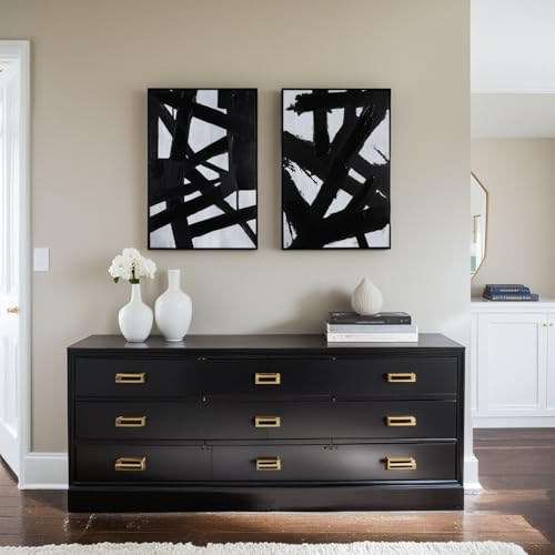 Image of Black And White Abstract Wall Art - Black Painting Stroke Graffiti Artwork for Living Room, Bedroom, Office Decor,16 inch x 24 inch x 2