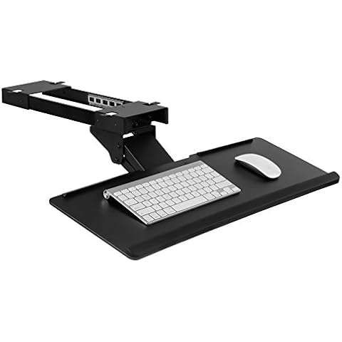 Mount-It! Under Desk Computer Keyboard and Mouse Tray, Ergonomic Keyboard Drawer with Gel Wrist Pad, Black Cover
