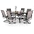 PHI VILLA 7 PCS Patio Dining Set, 6 Padded Swivel Dining Chair with Quick-Dry Cotton and 1 Extandable Metal Table,E-Coating for Rustproof for Outside, Poolside