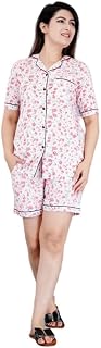 Women's Allover Printed Collared Shirt and Shorts Set Price In India
