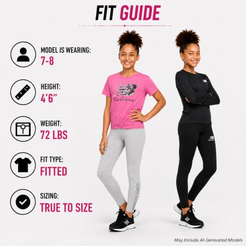 Image of New Balance Active Girls Legging Set - 4 Piece Athletic Short Sleeve Shirt, Long Sleeve Shirt & Activewear Girls Leggings Set
