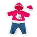 Bayer Design- Vêtements 40-46cm, Accessoires pour poupées, Pantalon, Haut et Casquette, Ensemble, Tenue avec léopard, 84678AA, Rose, Jean