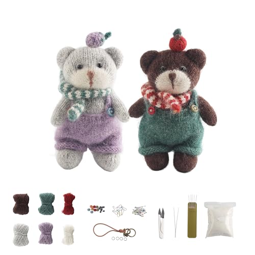 KNIMLY Knitting Kit, Bear with Knitting Needles, not Crochet, All-1 DIY
