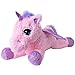 TE-Trend Peluche Cavallo Unicorno Sdraiato 60cm Fucsia O Bianco con Lilla Applicazioni E Ali - Rosa