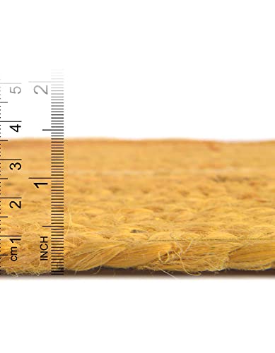 Image of Unique Loom Braided Jute Collection Area Rug - Dhaka (9' x 12' 2 inch Rectangle, Yellow)