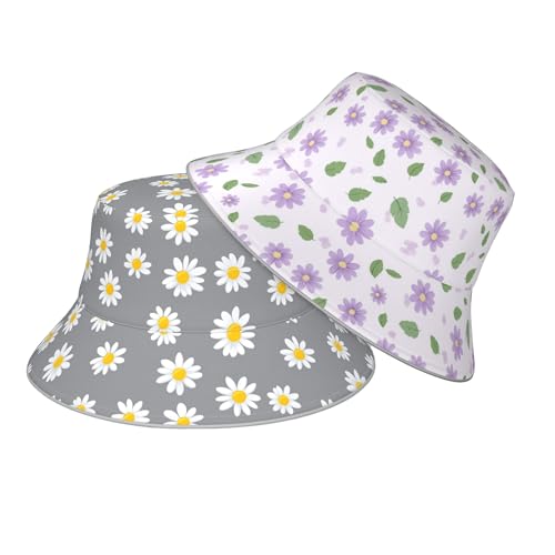 Image of Bucket Hat Double-Side-Wear Reversible Sun Hat Beach Travel Hiking for Women Men
