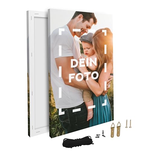 Art100 Leinwand personalisiert mit Wunschmotiv | Foto Leinwandbild mit eigenem Bild | persönliches Wandbild zum selbst gestalten | Fotogeschenk, verschiedene Größen + Aufhängeset | Hochformat 60x20cm