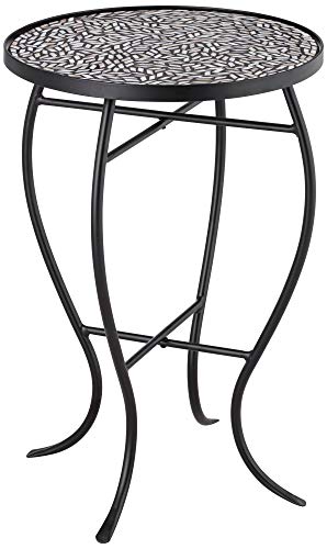 Teal Island Designs Zaltana Modern Black Metal Round Outdoor Accent Side Table 14