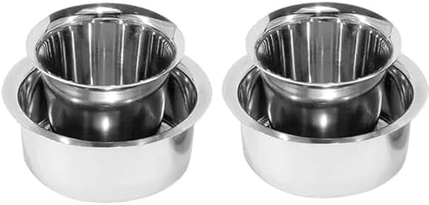 RASAKRAFT Stainless Steel Coffee Cup and Dabra | Dabara | Tumbler Set, Madrasi Filter Coffee Set, Kumbakonam Coffee Dabara Set- Stainless Steel Dabra Set (120ML) (Pack of 2)