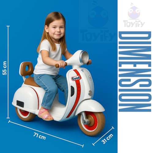 Image of Rechargeable Battery Operated Scooter for Kids, Ride on Toy scooty with Light & Music | Electric Bike for Baby 1 to 4 Years Boys Girls (White)