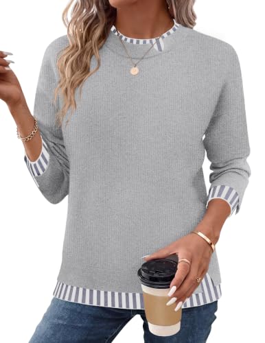Image of ZEAGOO Womens Sweaters Crew Neck Knitted Pullover Casual Long Sleeve Tops