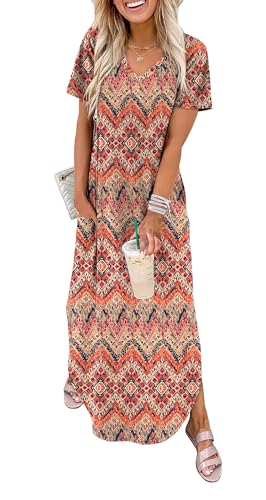 Image of WIHOLL Women's Summer Short Sleeve Dresses Maxi Dress Vacation Beach Sundresses 2026 with Pockets