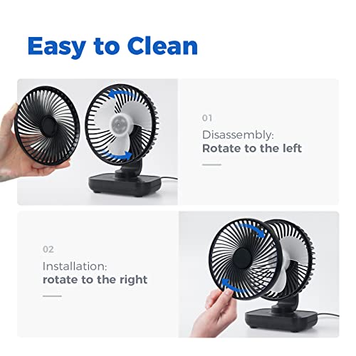Miniatura 4 de Ocoopa Ventilador De Mesa Escritorio Usb 13cm, Mini Ventilador Silencioso Potente Con 4 Velocidades, Rotación De 90 , Ventilador Portátil Ideal Para Casa, Cocina, Dormitorio Y Oficina