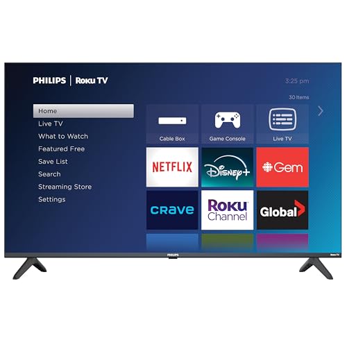 Philips Roku 43PFL4524/F6 Téléviseur intelligent Full HD 1080p sans cadre LED LCD 43 pouces