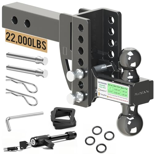 Adjustable Trailer Hitch Fits 2 Inch Receiver, Dual Ball 2''