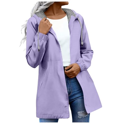 Rain Jacket Women Packable Waterproof Raincoats Plus Size Hooded Rain Coats Lightweight Windbreaker with Pockets