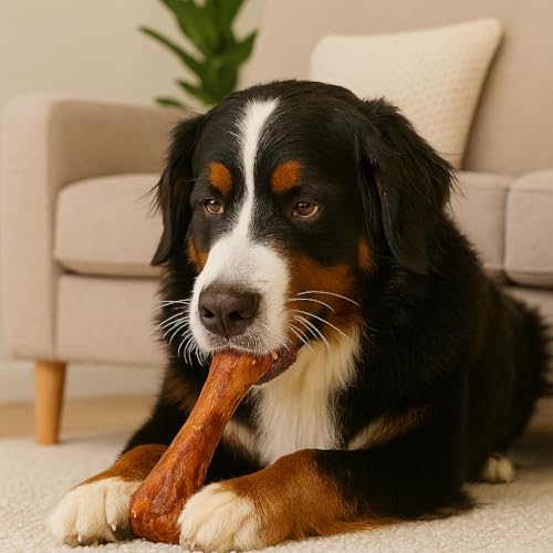Luftgetrocknete Schinkenknochen für Hunde - 4 Stück - Natürlicher Kausnack, Langanhaltende Beschäftigung, Reich an Protein & Mineralstoffen