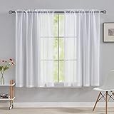 Home Brilliant Net Curtains for Windows 45 Drop, Sheer Curtains White Short Woven Voile Net Curtains for Kitcken Living Room Bedroom Window Treatment, Set of 2, 54 x 45 inches