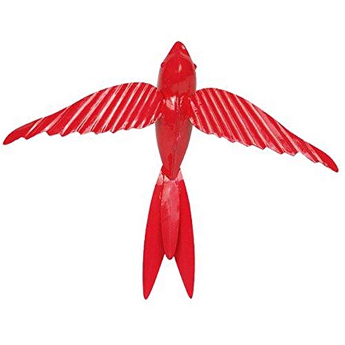 Image of Elan Hanging Decorative Rockstar Bird for Home Balcony and Garden Decor (Metal; Red, Set of 2)