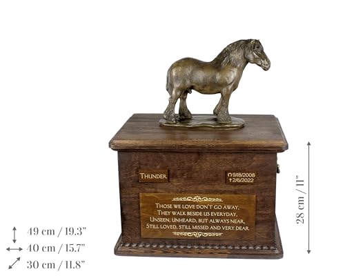 Mémorial équestre grande urne pour cheval de trait belge et percheron en bois - 8