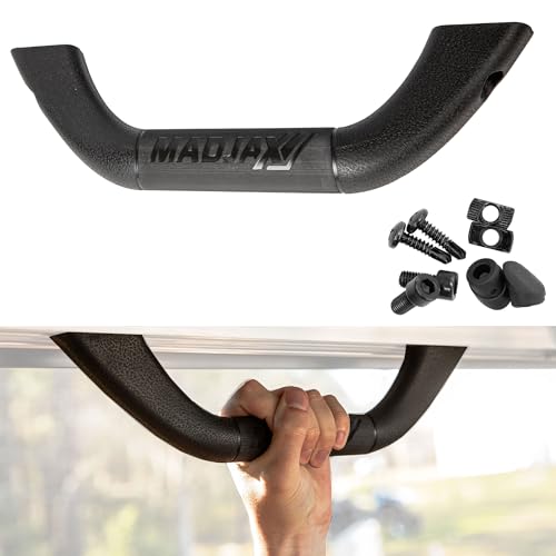 MADJAX Universal Golf Cart Hard Grab Handle | Automotive Style Black Sturdy Rubber Finish | Compatible with Club Car, EZGO, Yamaha, XSeries with RedDot Versa Triple Track Tops by MADJAX - Used condition - US$21.39