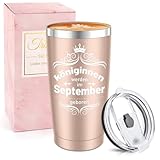 Miofula Geburtstagsgeschenk für Frauen, 20oz Travel Mug Lustig Geschenke für Mama, Freundin, Tochter, Schwester, 600ml Edelstahl Thermobecher, Kaffeebecher-Königinnen Werden im September Geboren