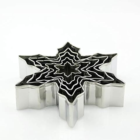 Snowflake Cookie Cutters Set-5 Pieces Differnent Sizes-Stainless Steel Cover