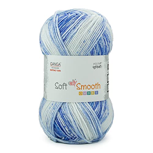 Ganga Acrowools Soft N Smooth Ombre Intelligent Dk Weight Yarn with Super Soft and Smooth Texture,Comes with an Ombre Effect for Your Projects. Shade No Sso007, 100 Gram, Multicolour