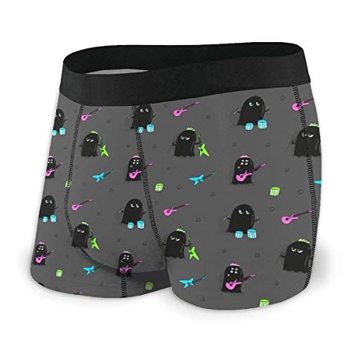 SJOAOAA Calzoncillos tipo bóxer clásicos para hombre, diseño de banda de rock de alienígenas lindos, ropa interior elástica, con bolsa, Negro, M