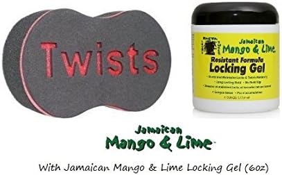Twists Magic Barber Sponge Brush for Coils, Dreads, Twists PLUS 6oz Jamaican Mango & Lime Gel or Wax (Locking Gel)