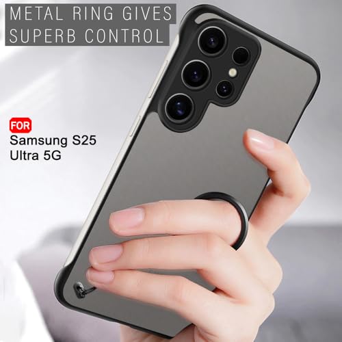 Image of TheGiftKart Hybrid Ultimate Slim Back Case Cover for Samsung Galaxy S25 Ultra 5G | Lightweight Profile | Hard Back Cover Case (PC & TPU, Frosted Matte Translucent, Black Bumper)